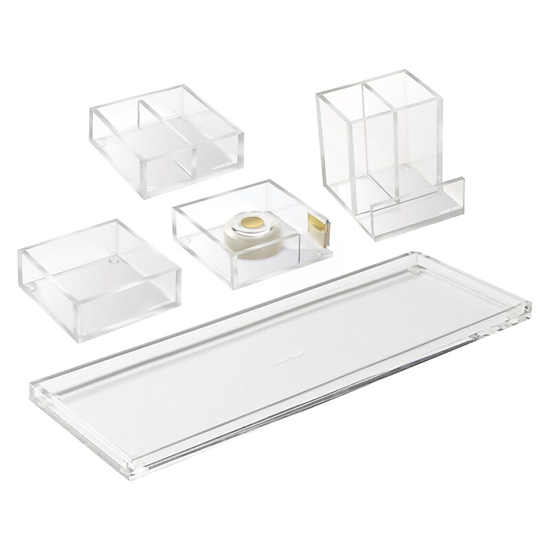 Russell+Hazel Bloc 5-Piece Desk Organizer Set, Acrylic, Clear (57943) image 1