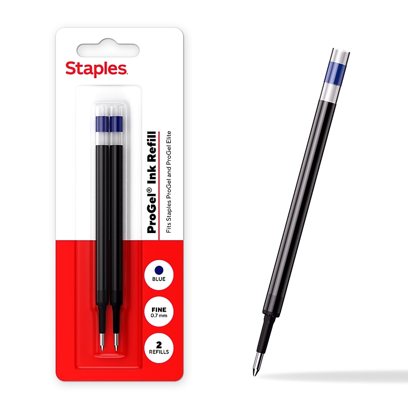 Staples ProGel Gel-Ink Pen Refill, Fine Point, Blue Ink, 2/Pack (ST63293) image 1
