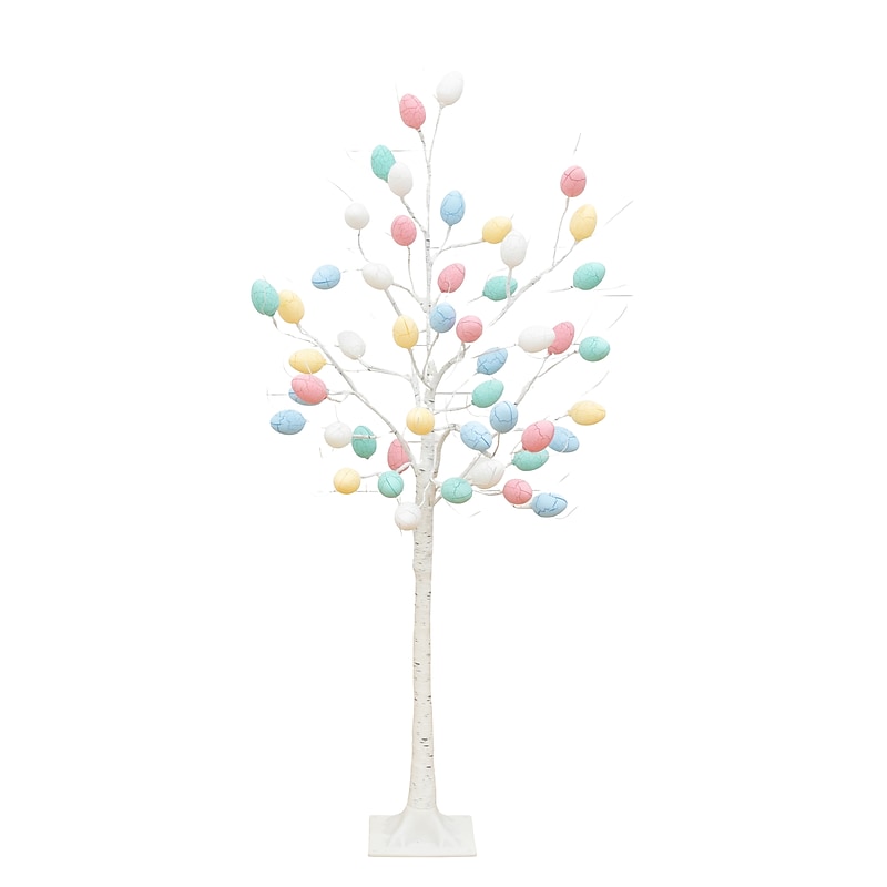 Nearly Natural 4-ft Pre-Lit Artificial Easter Twig Tree with 48 Egg Shaped LED Ornaments (T5456) image 1