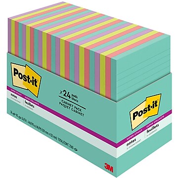Post-it Super Sticky Notes, 4 in x 6 in, Supernova Neons Collection, Lined