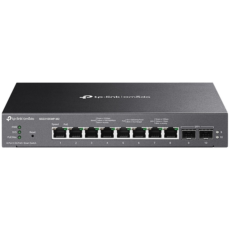 TP-LINK Omada 10 Multi-Gigabit PoE Smart Switch, 2.5 Gbps, Black (SG2210XMP-M2) image 1