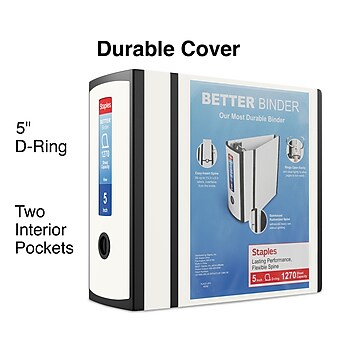 Staples 5" 3-Ring Better Binder, White (27926)