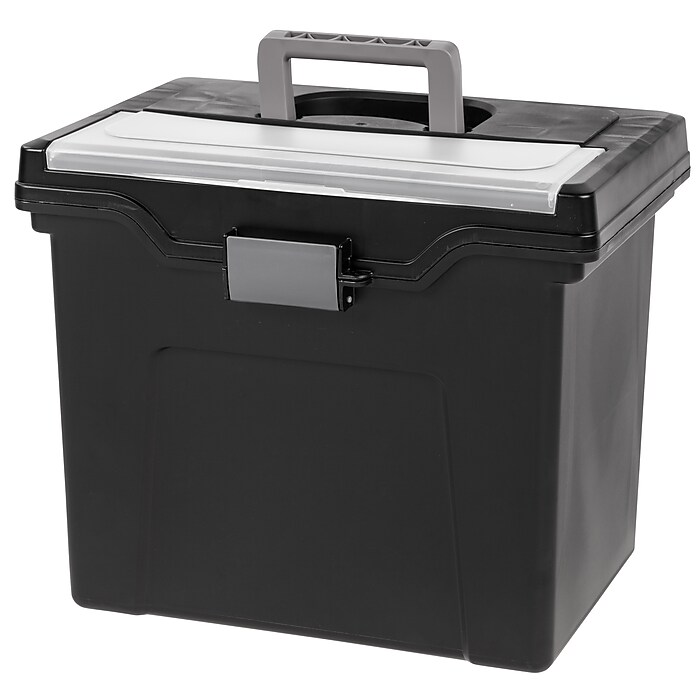 IRIS Portable File Box with Organizer Lid, Letter Size, Black