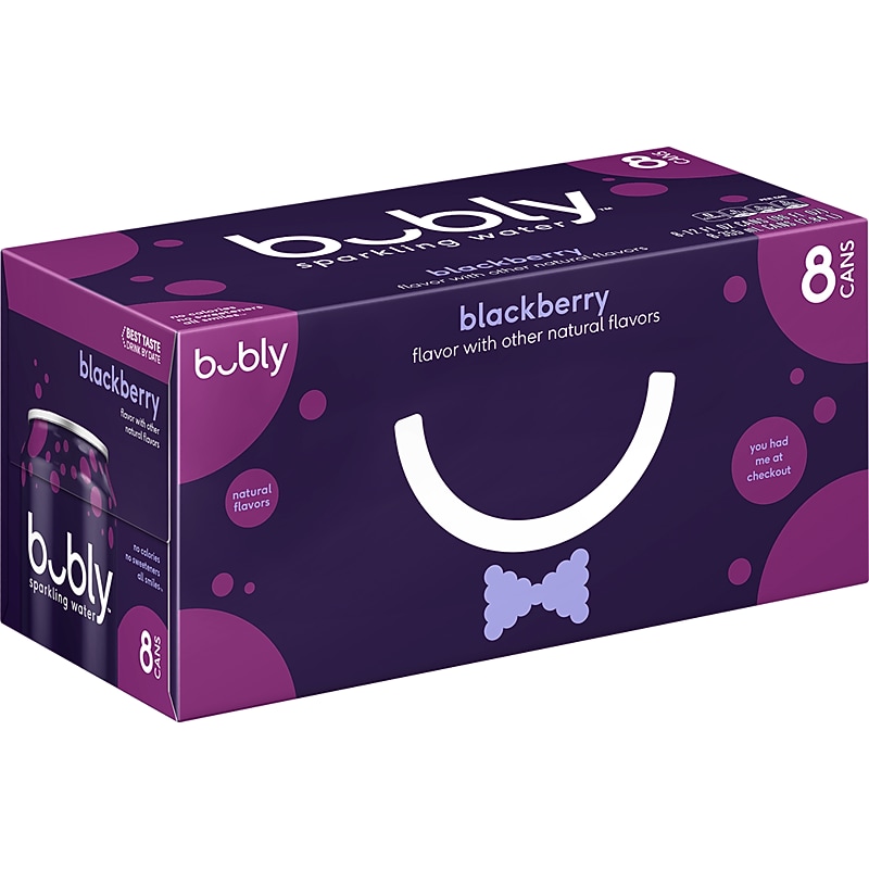 Bubly Blackberry Flavor Sparkling Water, 12 fl. oz., 8 Cans/Pack, 3 Packs/Carton (18119) image 1