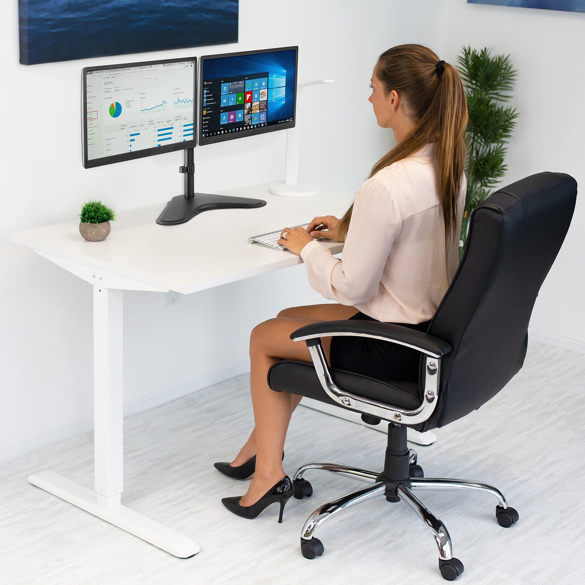 Mount-It! Dual Monitor Desk Stand, Up to 32″, Black (MI-2781B) Sansujyuku sansujyuku.com