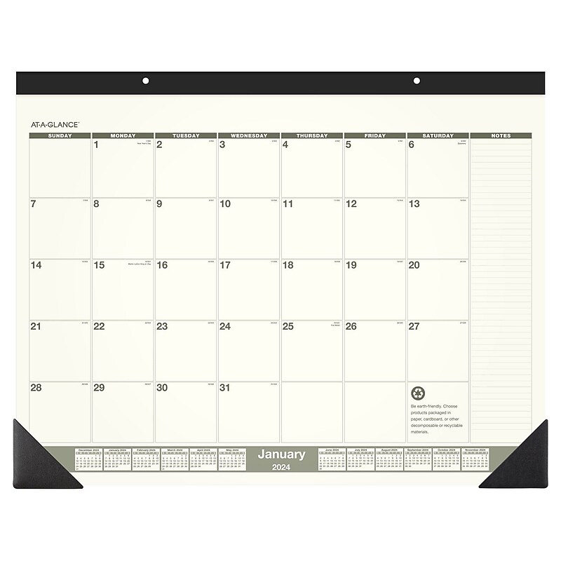 2024 AT-A-GLANCE 22" x 17" Monthly Desk Pad Calendar, White/Black (SK32G-00-24) image 1