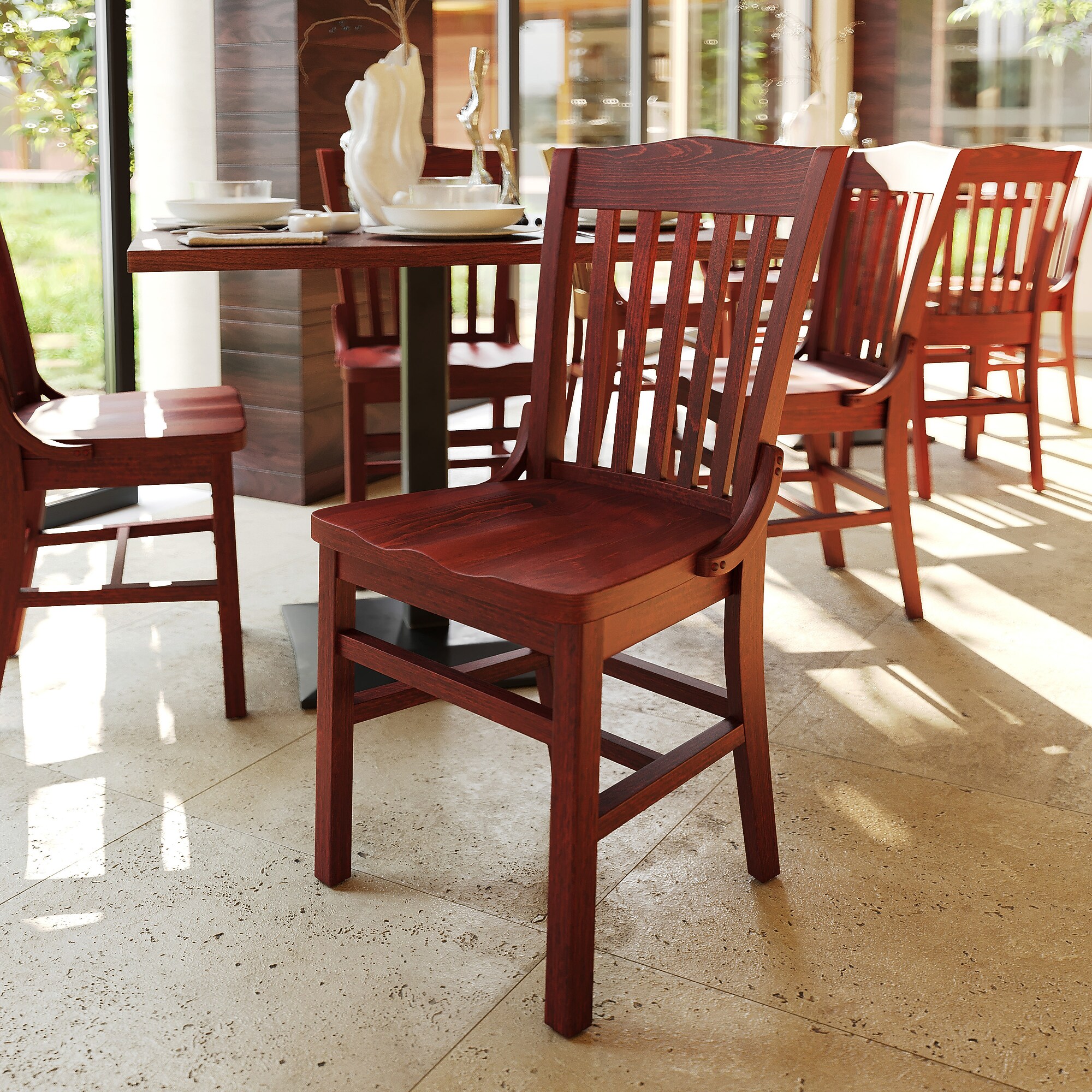 Flash Furniture Hercules Traditional Wood School House Back Restaurant Dining Chair, Mahogany (XUDGW0006MAH) Sansujyuku sansujyuku.com