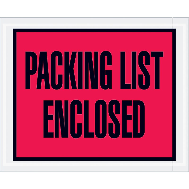 "Packing List Enclosed"Packing List Envelope, 5.5" x  4.5", Red, 1000/Carton (PL402) image 1