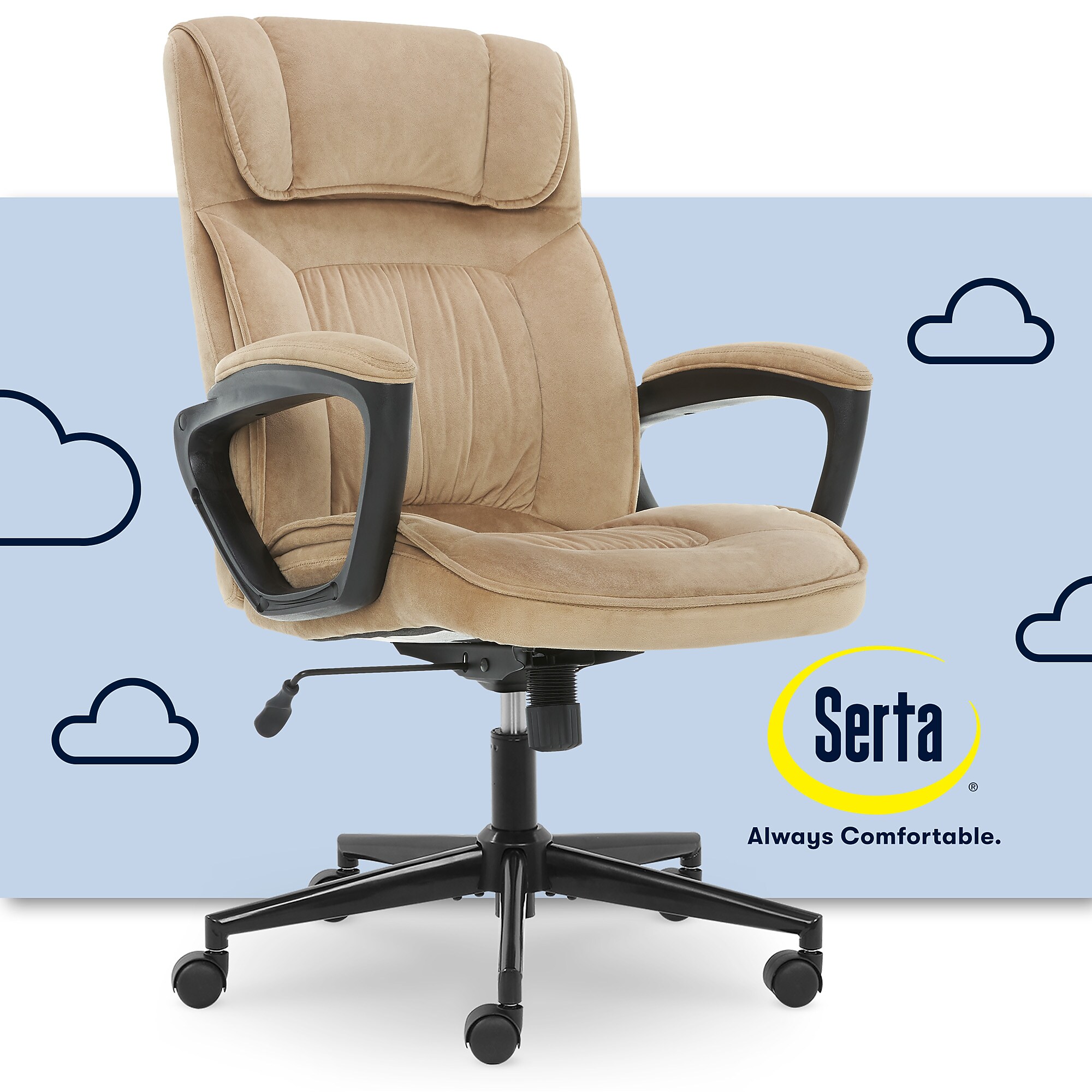 Serta Hannah I Ergonomic Microfiber Swivel Executive Chair, Light Beige (CHR200002) Sansujyuku sansujyuku.com