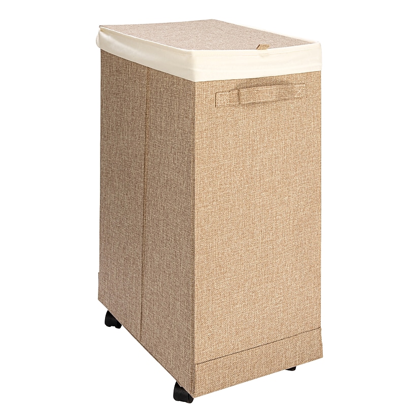 Household Essentials Rolling Hamper with Lid, Latte (HE1058) image 1