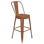Flash Furniture Carly Indoor-Outdoor Bar Height Stool with Back, Orange with Teak Seat (ET353430ORPL1T)~#|#~19EC3F3E-7617-4AAC-ADE41DE9319E4B25_sc7