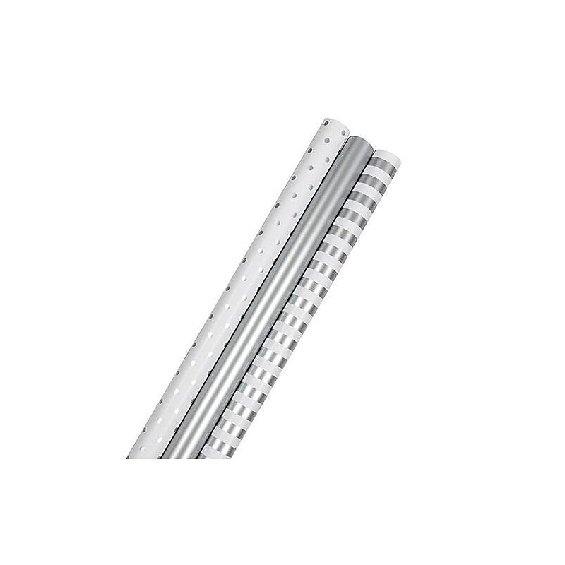 JAM Paper Wrapping Paper, 25 Sq. ft. x 30", Silver Collection, 3 Rolls/Pack (368551336) image 1