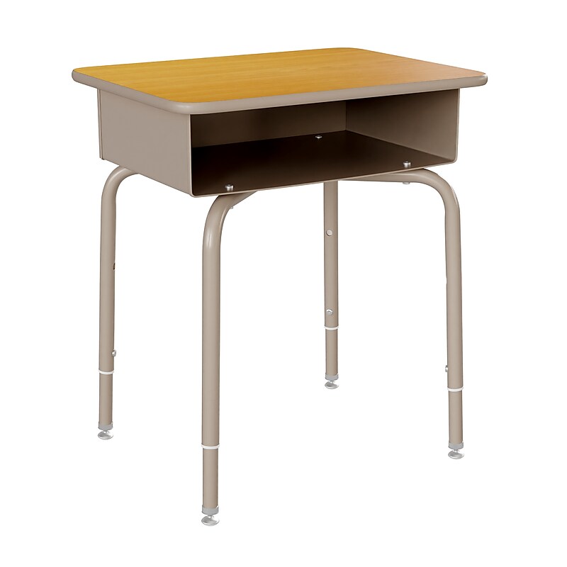 Flash Furniture Billie 24"W Student Desk with Open Front Metal Book Box, Maple/Silver (FDDESKGYMPL) image 1