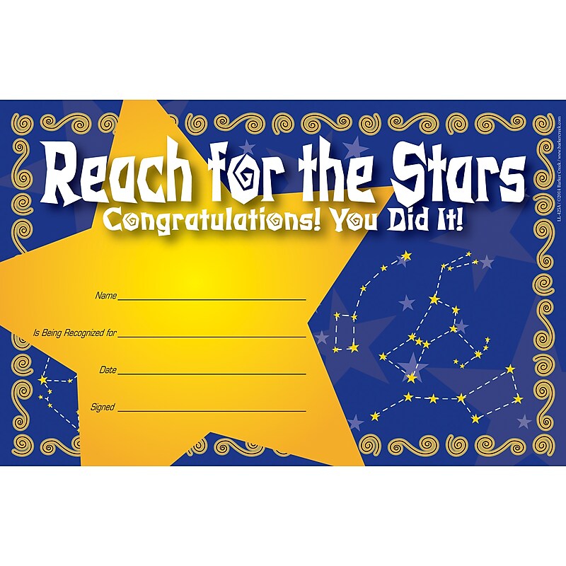 Barker Creek Reach for the Stars Recognition Awards, 8.5" x 5.5”, Multicolored, 30/Pack (LL425) image 1