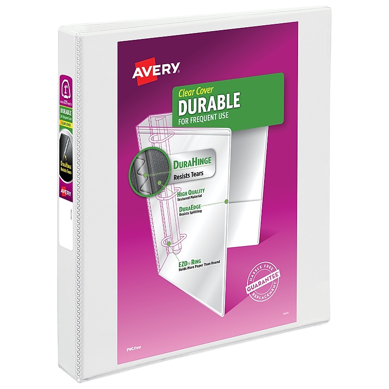 Avery 1" 3-Ring View Binders, D-Ring, White (09301) image 1