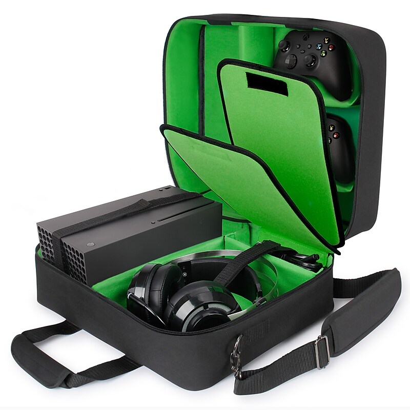 USA Gear S Series Travel Console Case for Xbox Series X or S, Green (GRSLS23100GNWS) image 1