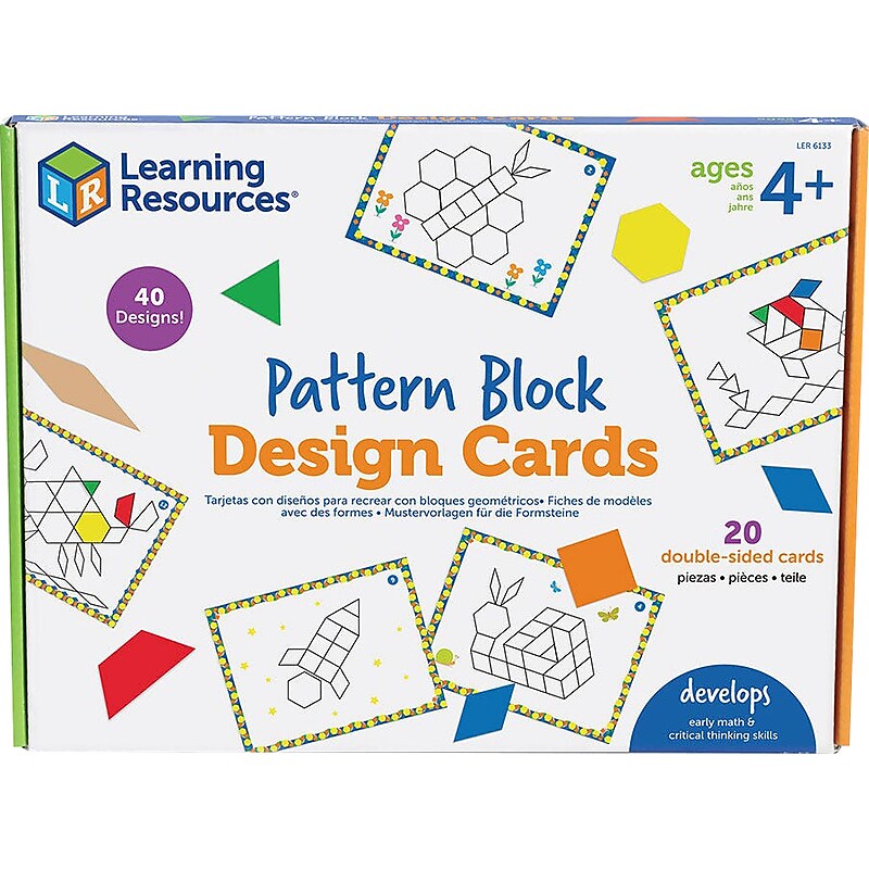 Learning Resources Pattern Block Design Cards, Assorted Colors, 20/Set (LER6133) image 1