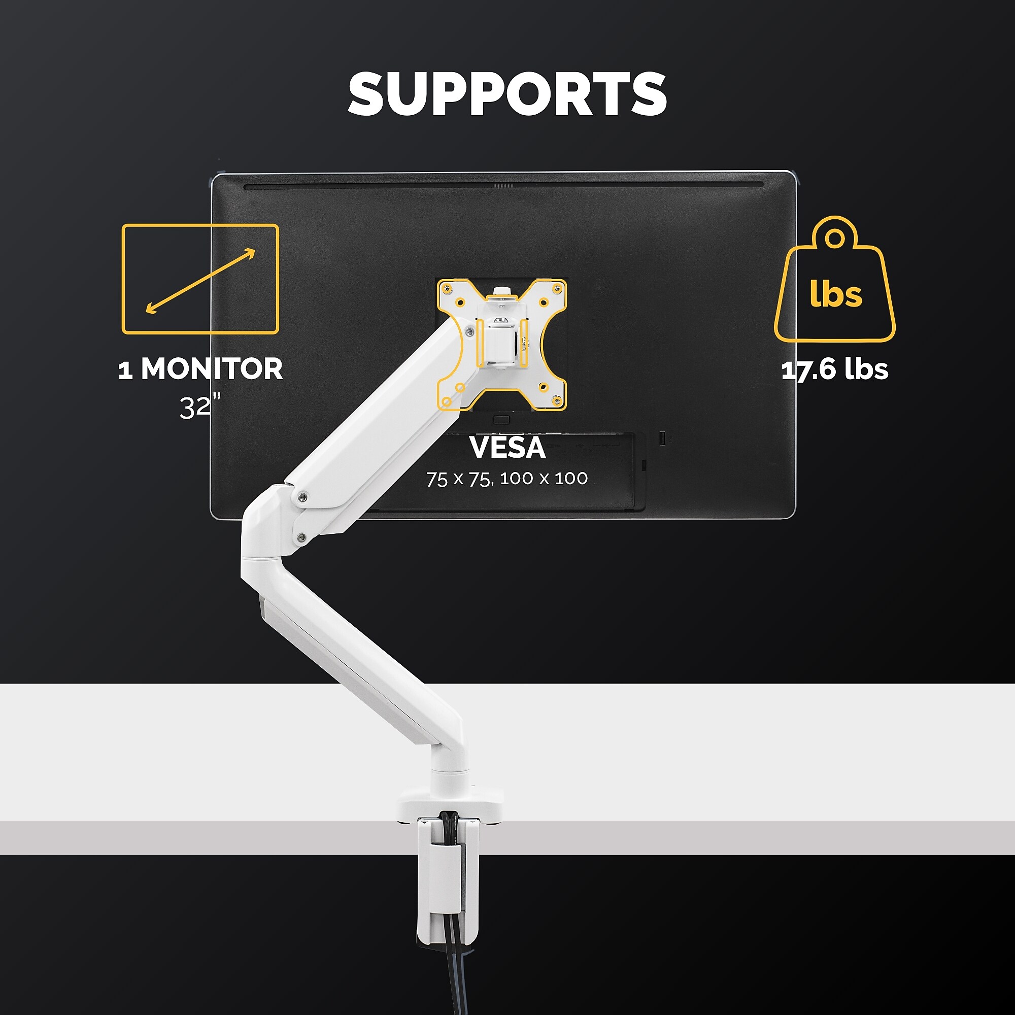Fellowes Platinum Series Adjustable Monitor Arm, Up to 40″ Monitor, White (8056201) Sansujyuku sansujyuku.com