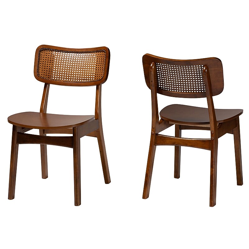 Baxton Studio Tafari Mid-Century Wood Dining Chair, Walnut Brown/Light Brown, 2/Set (239-2P-13414-HT) image 1