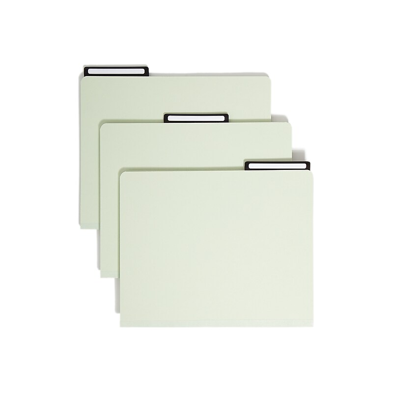Smead Pressboard File Folder, 1/3-Cut Tab Flat Metal, 1" Expansion, Letter Size, Gray/Green, 25 per Box (13430) image 1