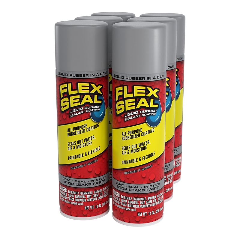 Flex Seal Aerosol Liquid Rubber Sealant, Gray, 14 oz., 6/Pack (FSGRYR20-4) image 1