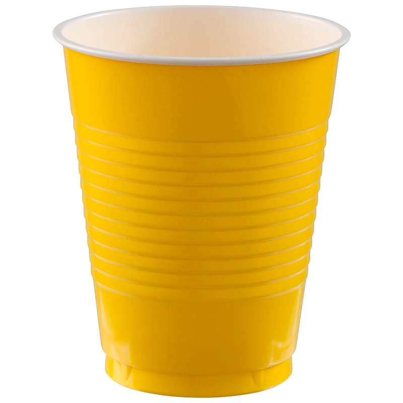 Party City Plastic Cup, 18 oz., Yellow, 50/Pack (AM431754-09-PC) image 1