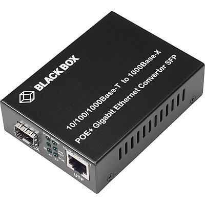 Black Box Gigabit PoE+ RJ45‑to‑SFP Media Converter, 10/100/1000BASE‑T to 1000BASE‑X (LGC215A‑R2) Simolary simolary.com