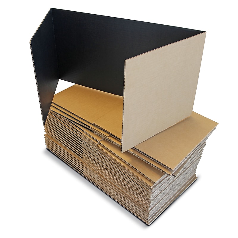 Flipside 12" x 48" Corrugated Study Carrels, Black, 24/Pack (FLP18222) image 1