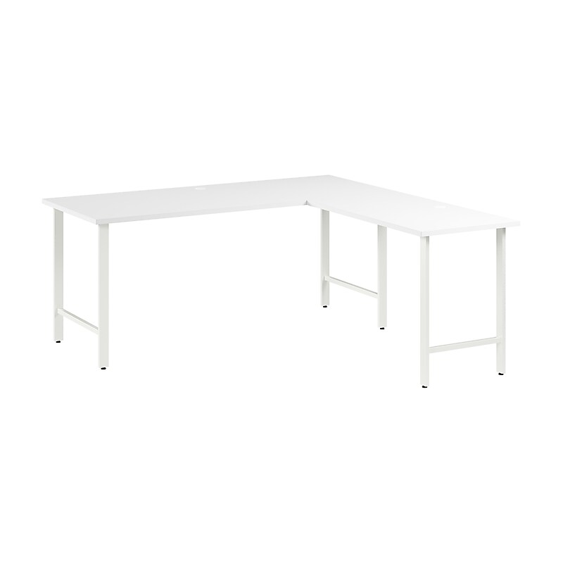 Bush Business Furniture Hustle 72"W L Shaped Computer Desk with Metal Legs, White (HUS001WH) image 1