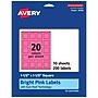 Avery Laser/Inkjet Square Multipurpose Labels, 1.5" x 1.5", Bright Pink, 200/Pack (94106)~#|#~1A4CC831-2E51-4527-BE34869A22CF3072_sc7