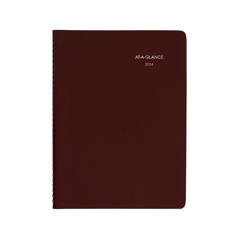 2024 AT-A-GLANCE DayMinder 8" x 11" Weekly Appointment Book, Burgundy (G520-14-24) image 1