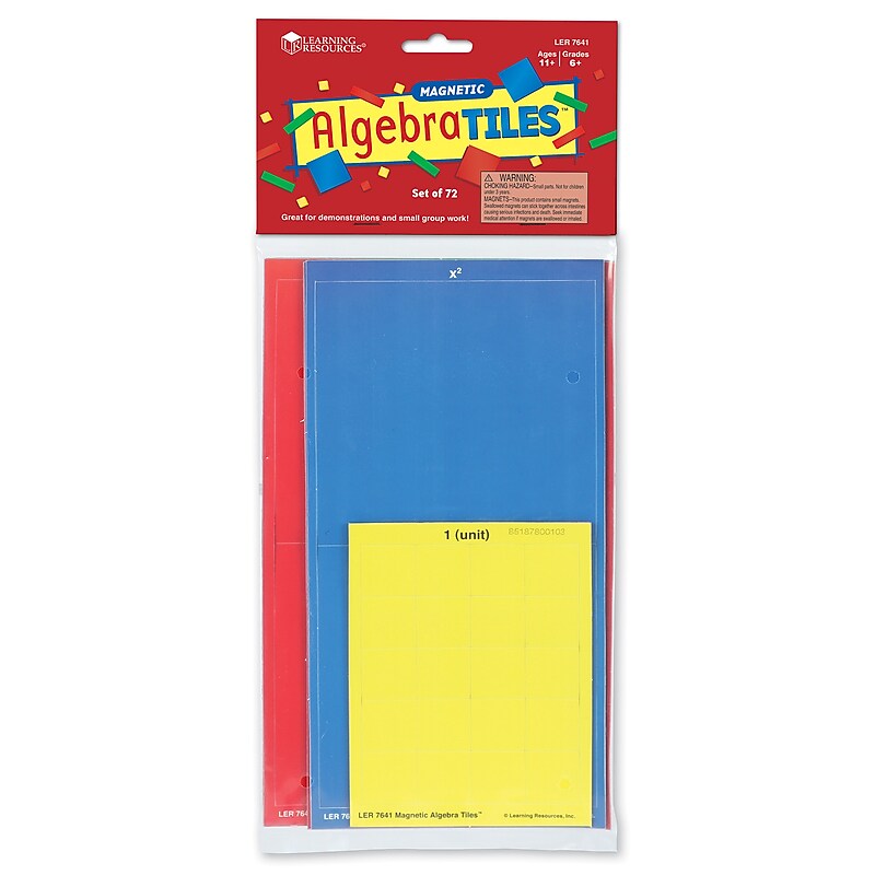 Learning Resources Magnetic Algebra Tiles, Algebraic Math Skills, 72 Piece Set (LER7641) image 1