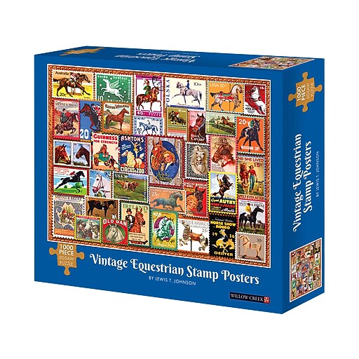 Willow Creek Vintage Equestrian Stamp Posters 1000Piece Jigsaw Puzzle