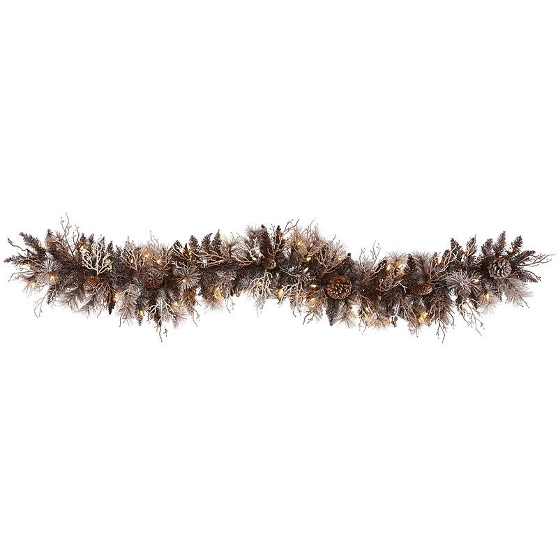 Nearly Natural Flocked Artificial Christmas Garland with Pine Cones, 6' (4461) image 1