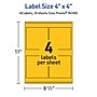 Avery Laser/Inkjet Square Multipurpose Labels, 4" x 4", Bright Yellow, 40/Pack (94100)~#|#~1A72E537-1EA4-4004-94AD484BAC320471_sc7