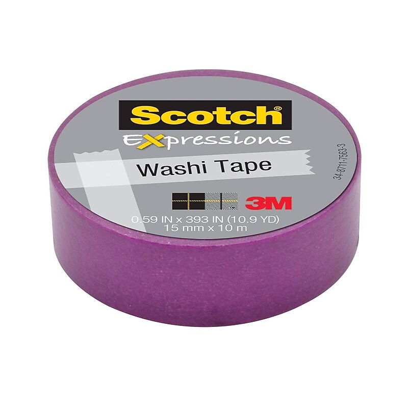 Scotch Expressions Washi Tape, 0.65" x 10.9 yds., Purple (C314-PUR) image 1