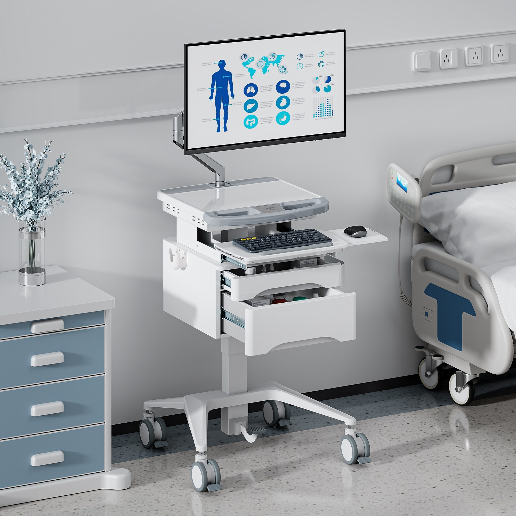 Mount-It! MedHub Gas Spring Full-Motion Monitor Arm for Mobile Medical Carts, 17″-32″ Screens, 17.6 lbs. Capacity (MI-16006) Sansujyuku sansujyuku.com