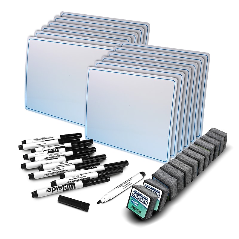 Flipside Class Pack Laminate Mobile Learning Dry-Erase Whiteboard, Plastic Frame, 1', 36/Pack (20559) image 1