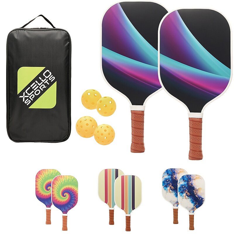 Global Printed Products Fiberglass Pickleball Set, Color Chosen at Random, 7/Set (XS-PB-PDL-AST-S) image 1