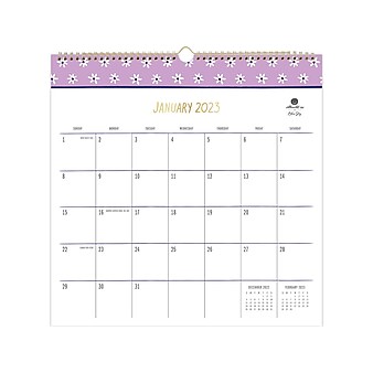 2023 Blue Sky Idlewild Co. Mini Daisies 12" x 12" Monthly Wall Calendar, Purple (138949)
