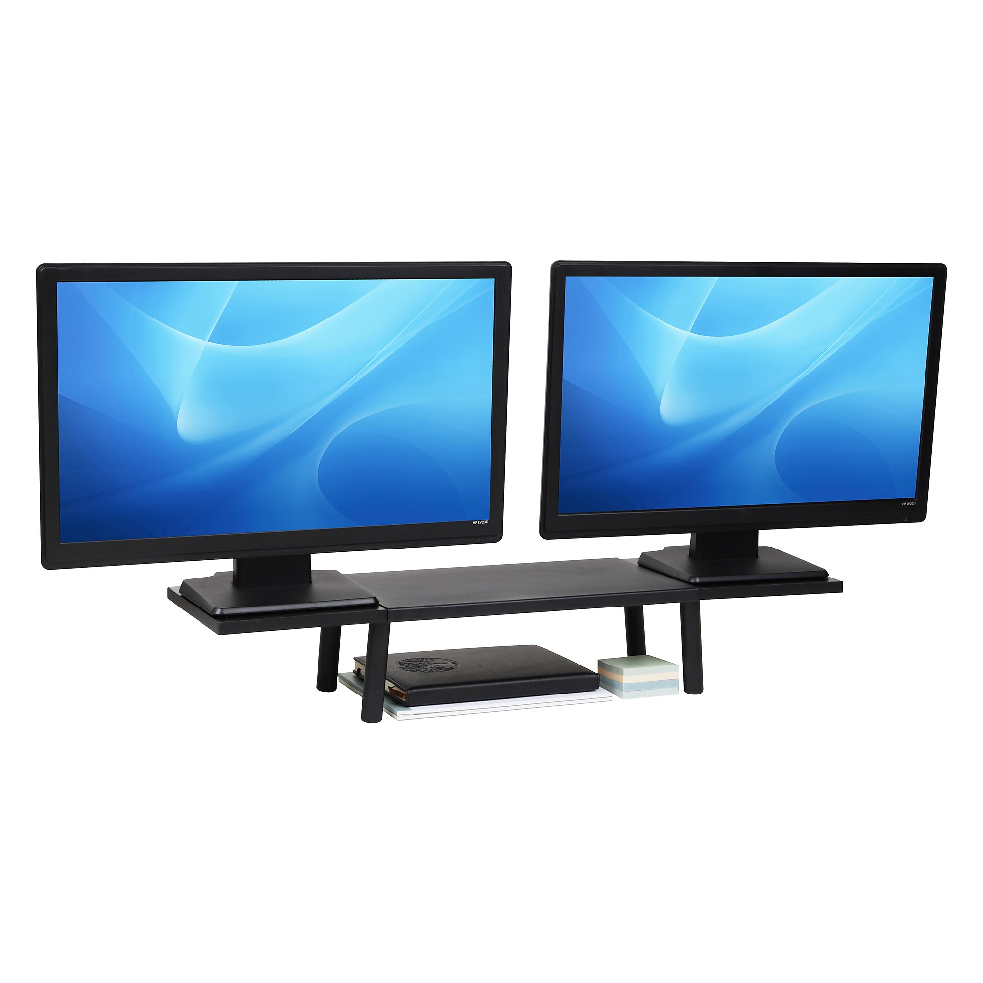 Mind Reader Adjustable Desktop Riser for Dual Monitors, Up to 88 lbs., Black (EXMON-BLK) Simolary simolary.com