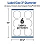 Avery Laser/Inkjet Circle Multipurpose Labels, 3" Dia., White, 60/Pack (S00DK0)~#|#~1A934710-A34A-4E0E-9E7A8C9AA20531D6_sc7