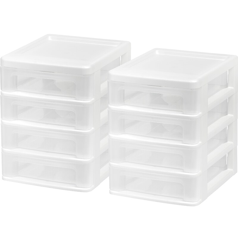 Iris 4-Drawer Mini Desktop Unit, White/Clear, 2/Pack (586016) image 1