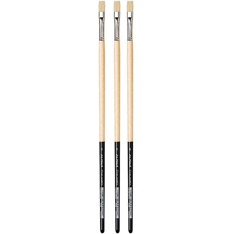 da Vinci CHUNEO Oil Synthetic Hog Bristle, Flat Brush, 3/Pack (DVXVA71296-3) image 1