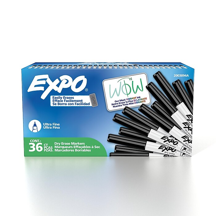 Expo Dry Erase Markers, Ultra Fine Tip, Black, 36/Pack (2003894