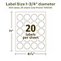 Avery EcoFriendly Laser/Inkjet Circle Multipurpose Labels, 1-3/4" Dia., White, 500/Pack (94509)~#|#~1A9ED904-F9E4-4D11-BC7DB803EBF7F09D_sc7