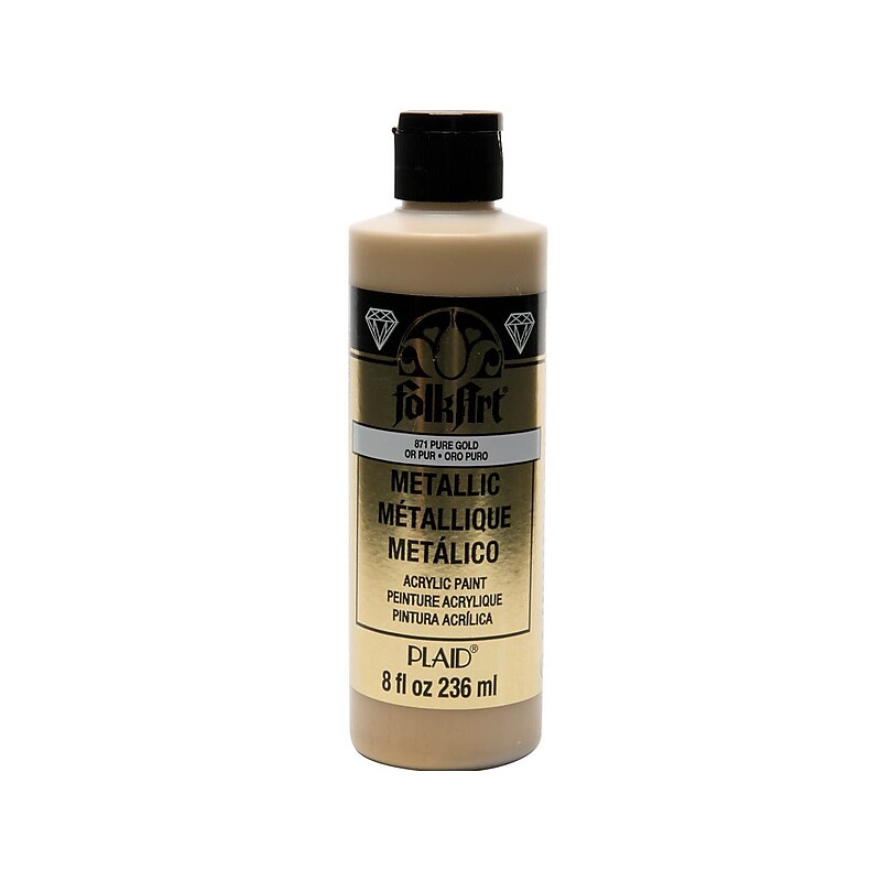 Plaid FolkArt Washable Acrylic Paint, Pure Gold, 8 oz. (871) image 1