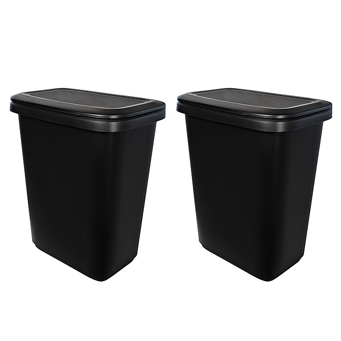 Hefty Dual Function XL Trash Can, 20.4 Gallons, Black, 2/Pack