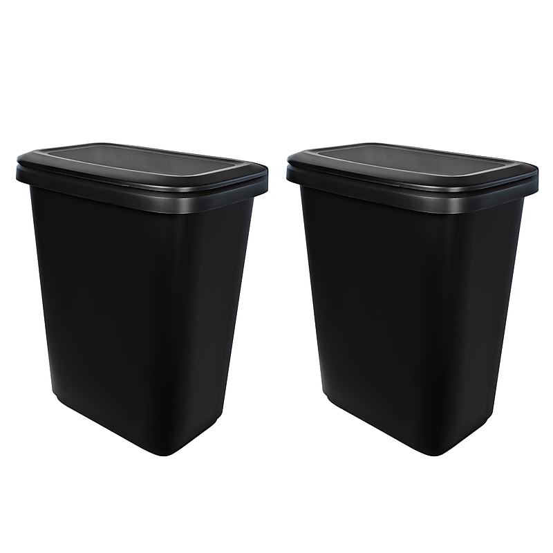 Hefty Dual Function XL Trash Can, 20.4 Gallons, Black, 2/Pack (HFTCOM2280075-2) image 1