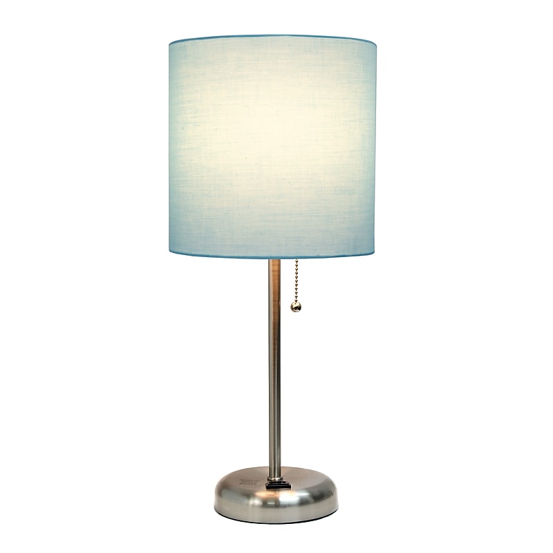 Simple Designs 19.5" LED Table Lamp, Brushed Steel/Aqua Shade (LT2024-AQU-CCLB) image 1